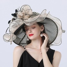 Wide Brim Kentucky Fascinator Hat For Women Cocktail Tea Party Church Derby Hats