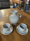 Fiestaware Water Juice Pitcher Jug Vase pearl grey + 2 coffee cups and saucers