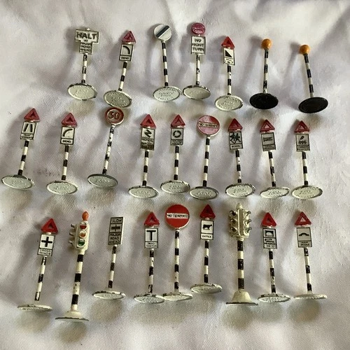 Vintage 1950's Dinky Toys Road Signs set of 25