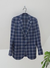 L.B.M. 1911 Luxury Men's Navy Blue Wool Palid Blazer Jacket Size 48R