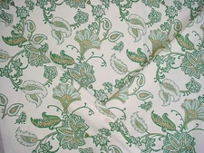 23-7/8Y LAURA & KIRAN 0932 AJANTA SLATE PALM HAND PRINT COTTON UPHOLSTERY FABRIC