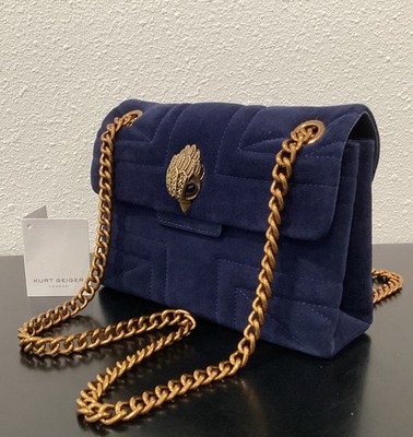 Kurt Geiger Mini Kensington 8'' x 5'' x 2.75'' Navy Blue Suede Union Jack New