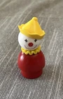 Vintage Fisher Price Little People Wooden Clown Figurine Retro Nostalgic Toy 2"