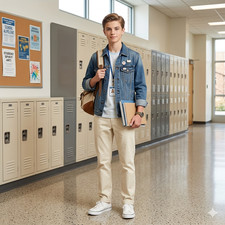 Boy Sz 12x23 Chino Pant 4-Pocket 100 Cotton Beige Preppy Classic Quality School
