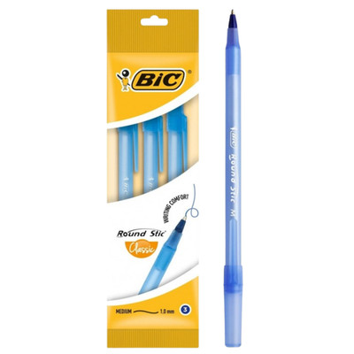 Bic Round Stick Classic Kugelschreiber, Blau, 3er-Pack