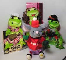 Vintage Lot of 4 Gemmy Toys 3 Frogz Rock It Rap It Ribbit 1 Mouse Parts/Repair