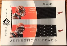 2003 SP Authentic Threads Doubles Carson Palmer/Kelley Washington #’d 305/345