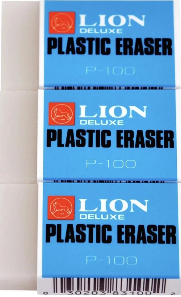 Lion Translucent Plastic Eraser P-100 School Office Supplies High Quality 6-Pk - Image 2 of 2