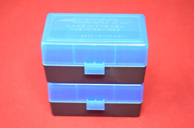 (2) x BERRY'S PLASTIC AMMO BOX, BLUE/BLACK 50 Round 223/556/300BLK - FREE S/H