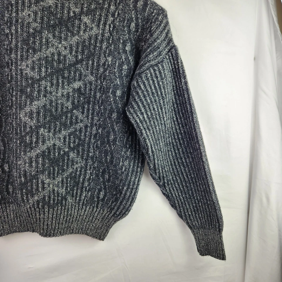 Suéter Tejido Cable Mezcla Lana Gris Massini Hecho en Italia Mediano  Foto 4 de 4