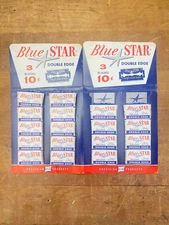 Antique/Vtg Store Display BLUE STAR Double Edge Blades NOS, Shaving Safety Razor
