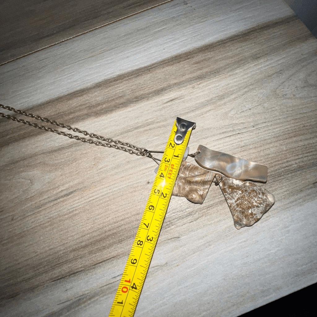 Triple Natural Shell Dangling Ripple Necklace Coc… - image 6