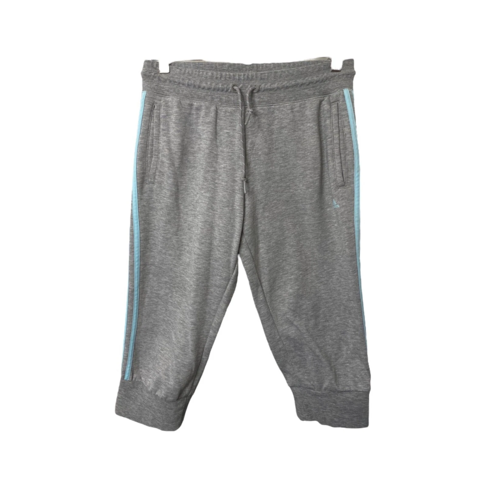 Adidas Track Pants Womans Medium Grey Climalite Capri Sport Essentials