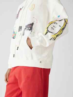 NEW $595 R13 Oversized hoodie with motif print in off-white XS | eBay