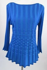 St. John Knit Spring 2016 Viscose / Wool Sweater Top Cyan Sz MEDIUM $495.00