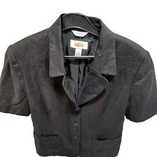 Talbots Linen Jacket Black Short Sleeved Women's Size Us 10 Uk 14