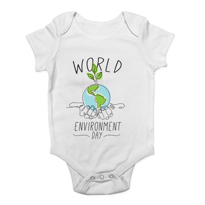 World Environment Day Baby Grow Vest Hold World like a Plant Bodysuit Boys Girls
