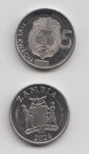 ZAMBIA:  New 5 Kwacha  coin 2025 issue in MINT condition