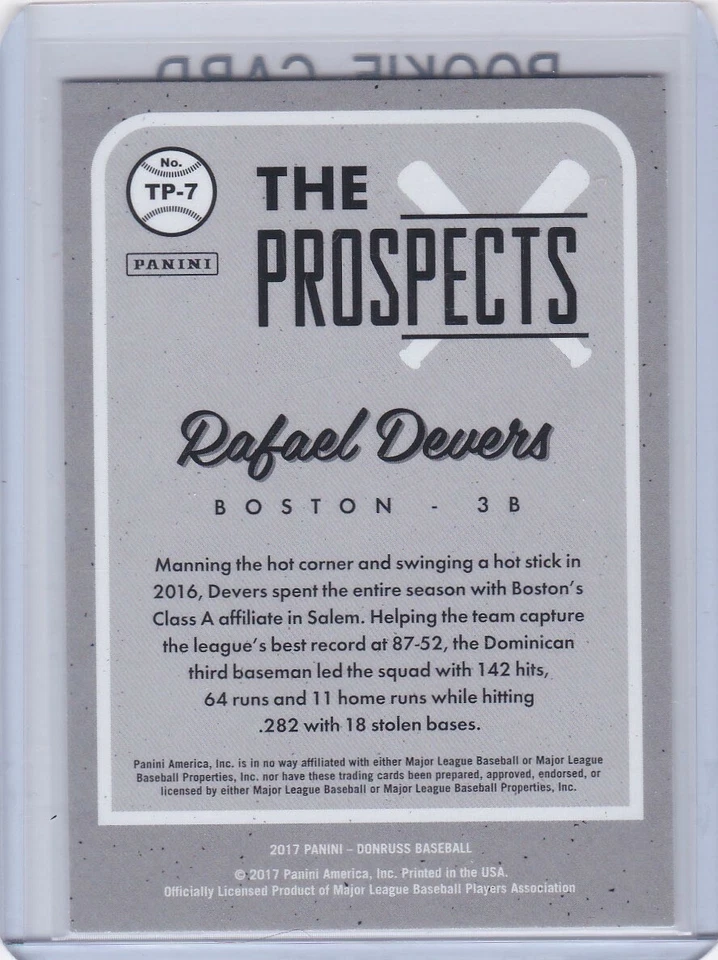 RAFAEL DEVERS ROOKIE CARD 2017 Donruss THE PROSPECTS BASEBALL RC Boston Red Sox! - Image 2 of 2