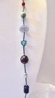 Vintage Glass And Mixed Materials Silver Bar Long Necklace 925 Marked Clasp — photo 4