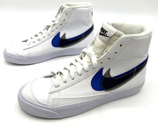 Nike Blazer Mid Double Swoosh Kids size 5.5y Women Size 7 White Blue Sneakers
