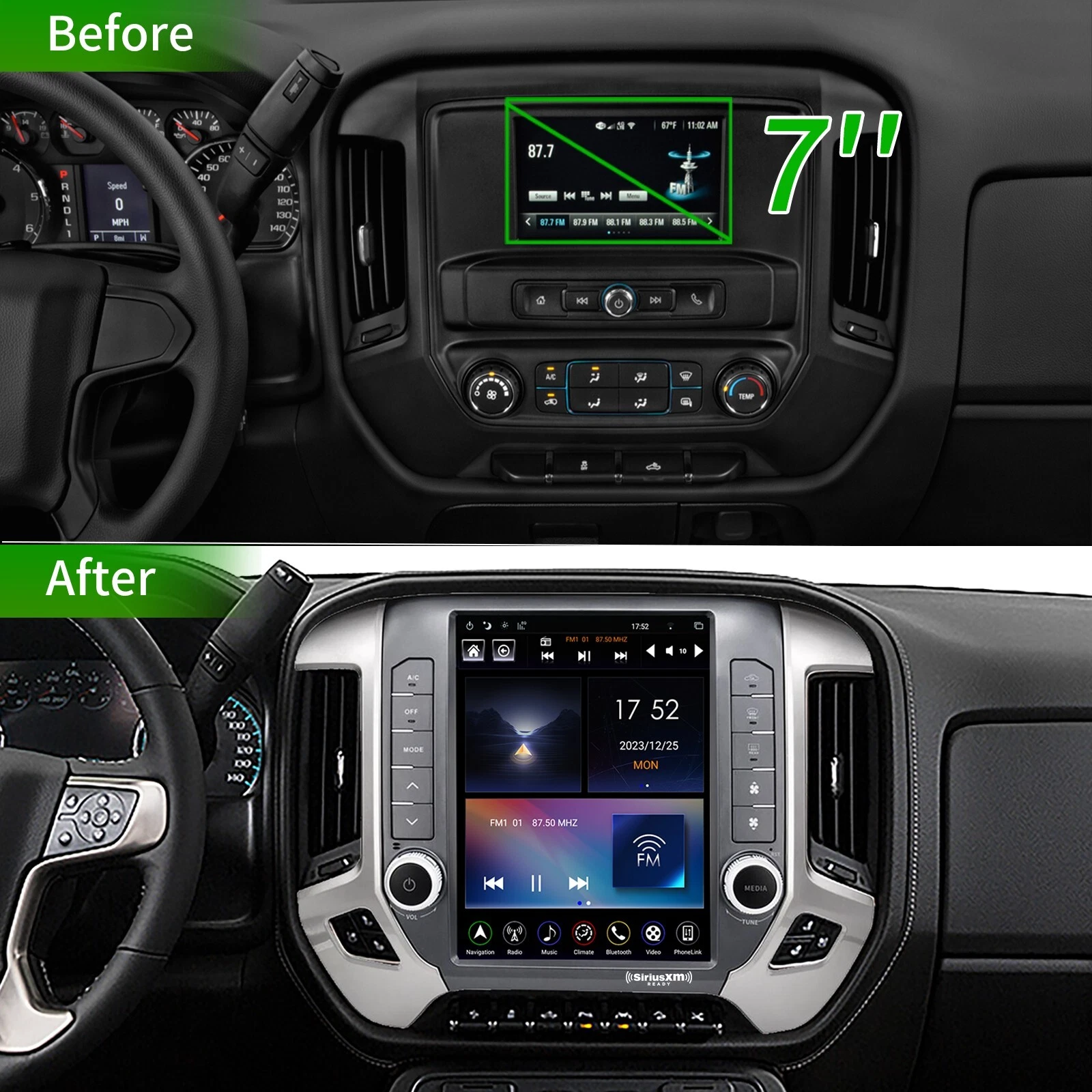CAR RADIO STEREO GPS CARPLAY HVAC FOR 2014-2019 CHEVROLET SILVERADO GMC SIERRA - Picture 3 of 15