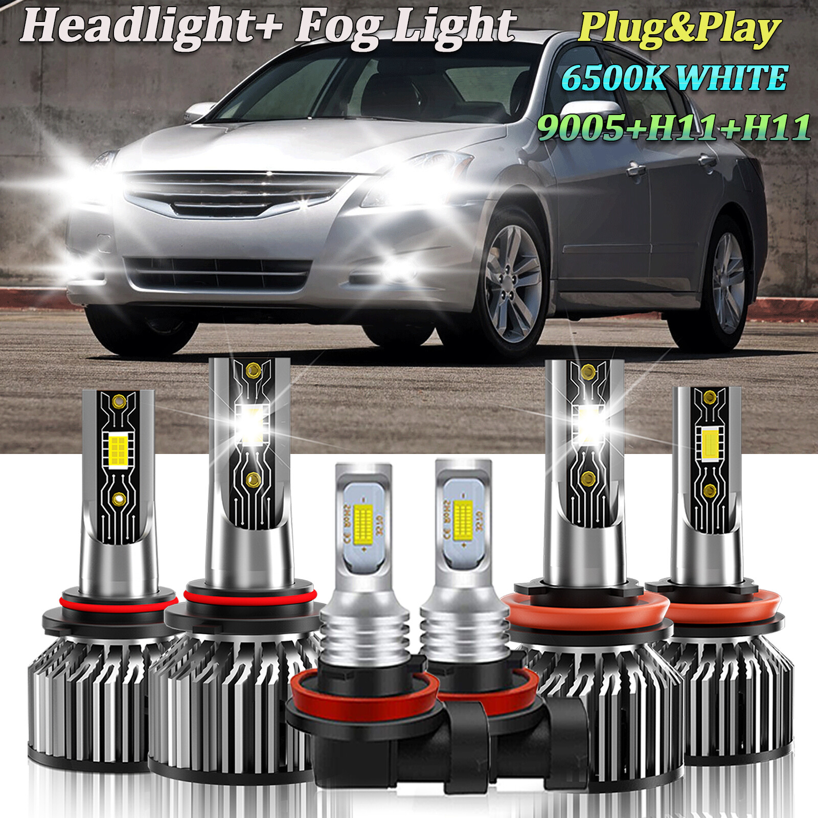 2021 Nissan Altima LED Headlight & Fog Light Bulbs - High/Low Beam - Bright Upgrade