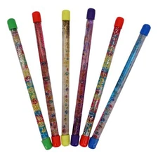 Emoji Glitter Batons (6 Pack, 12 in ea, Colors Vary) Glitter Filled Twirl Wand