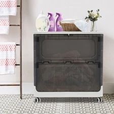 Rolling Laundry Basket Rolling Large Load Storage Basket with Lid 122L/32.22gal