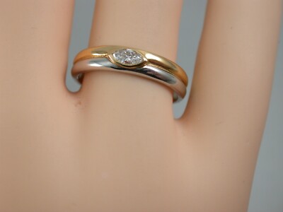 feiner zarter Diamant Ring Platin Weiß- u. Gelbgold 750 EGF