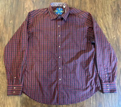 Robert Graham Shirt Mens XL Plaid Red Long Sleeve Button