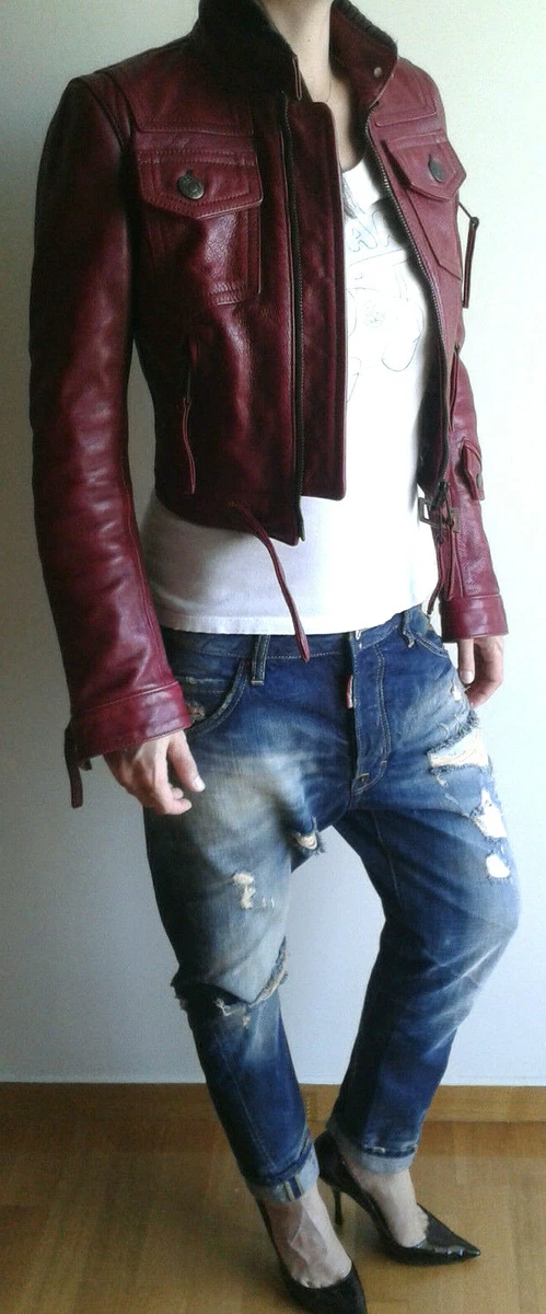 Authentic DSQUARED leather biker jacket mod.73PK005 size 40