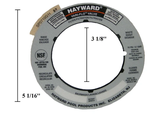  Genuine Hayward SPX0710G Replacement Sand Filter Valve Label Plate Sticker 