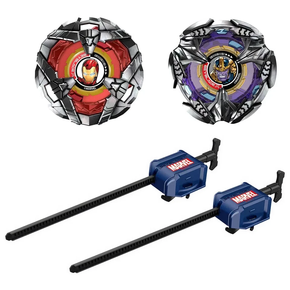 Presale BEYBLADE X BX-00 Double Starter x Marvel Iron Man 4-80B/Thanos 4-60P New - image 3 of 4