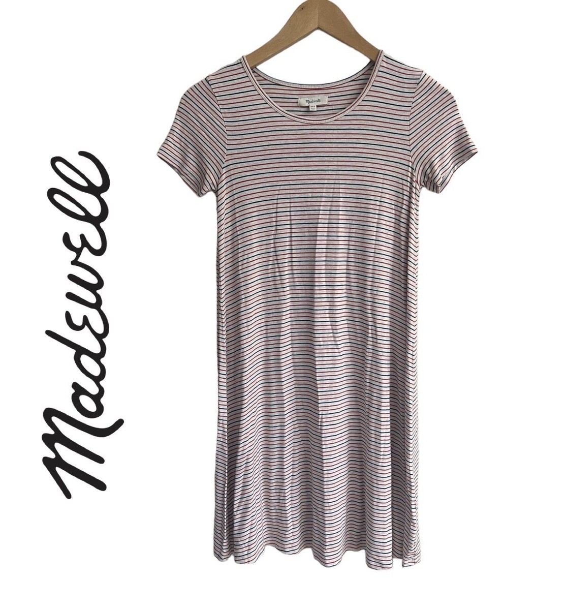 jersey knit tee dress MADEWELL Striped Swingy in Sacramento Stripe Size XXS Jane Oberle