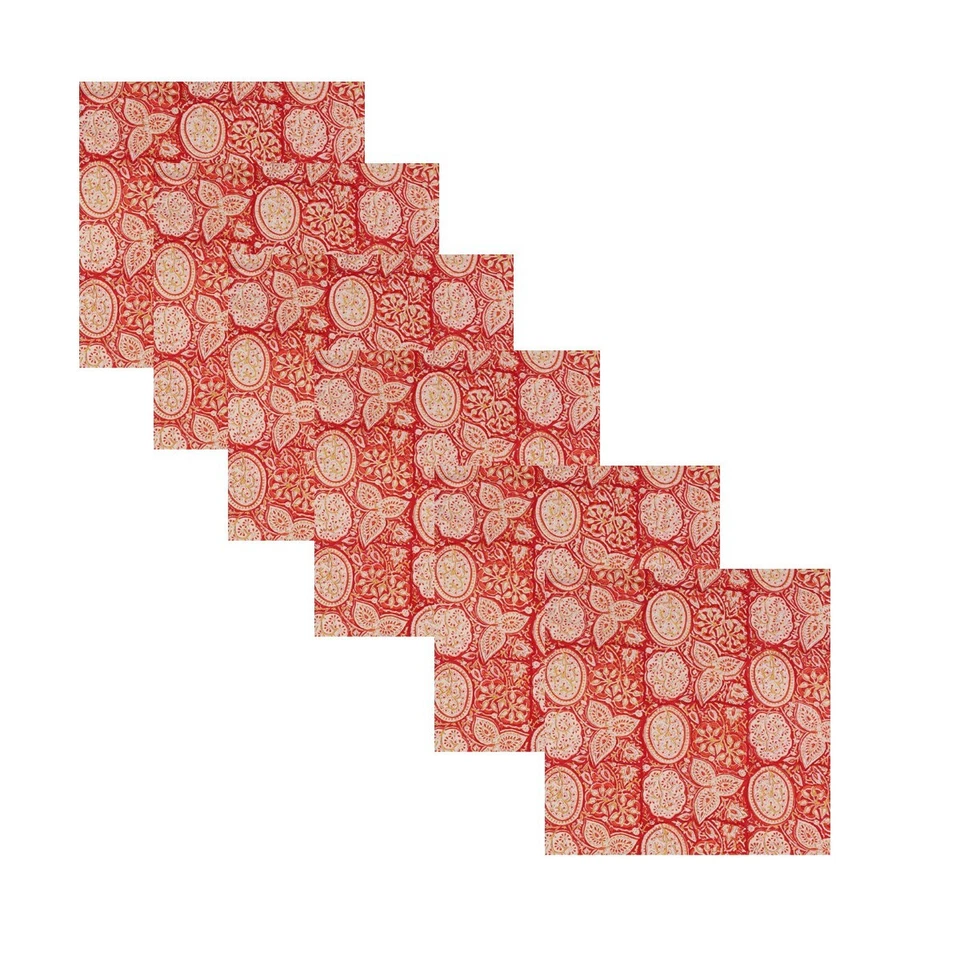 Set 48 Pcs Indian Hand Block 100%Cotton Print Voile Fabric Napkins Floral Print - Image 2 of 4