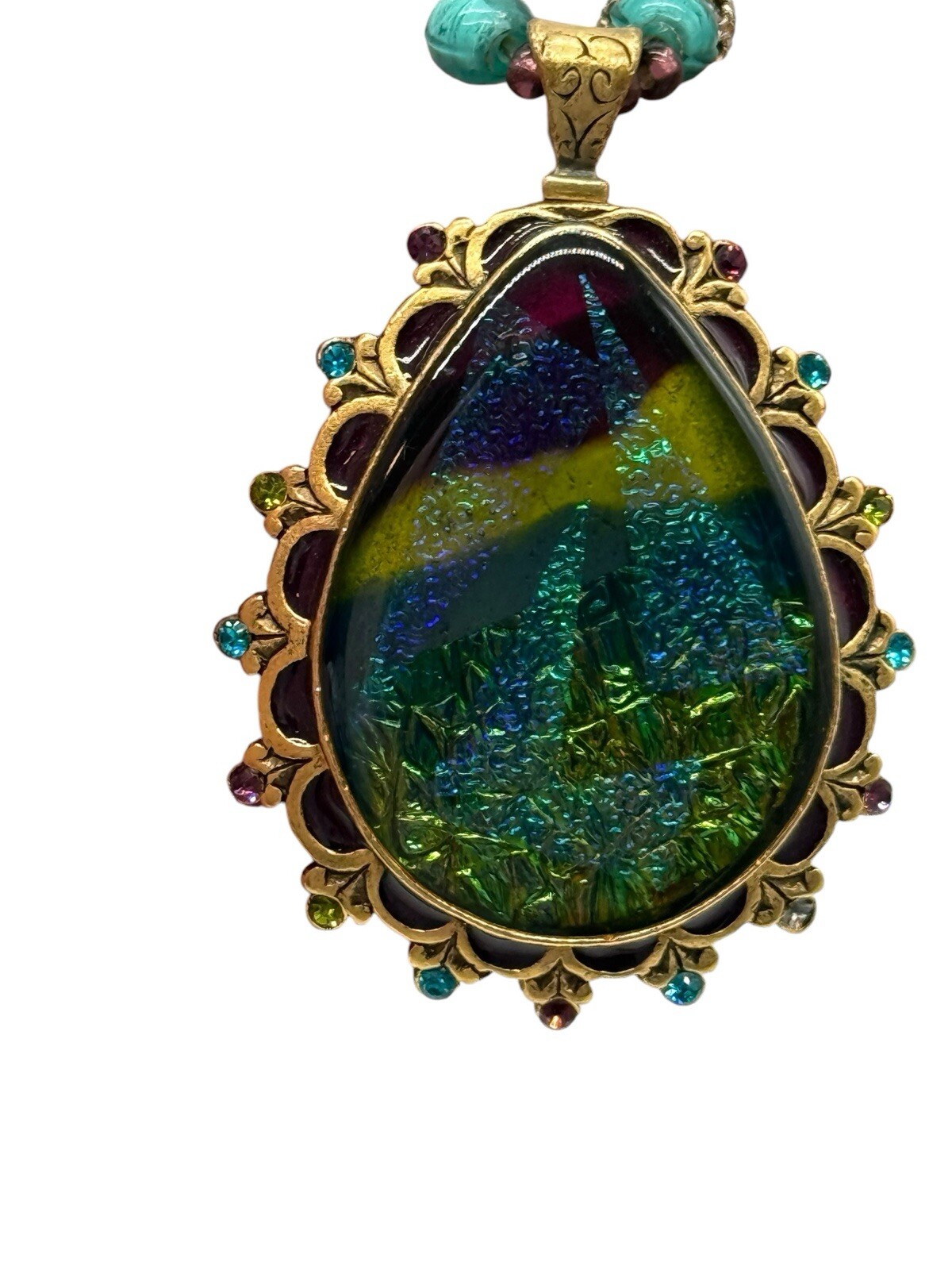 CHICOS Statement Necklace Long Multi Colored Ston… - image 2