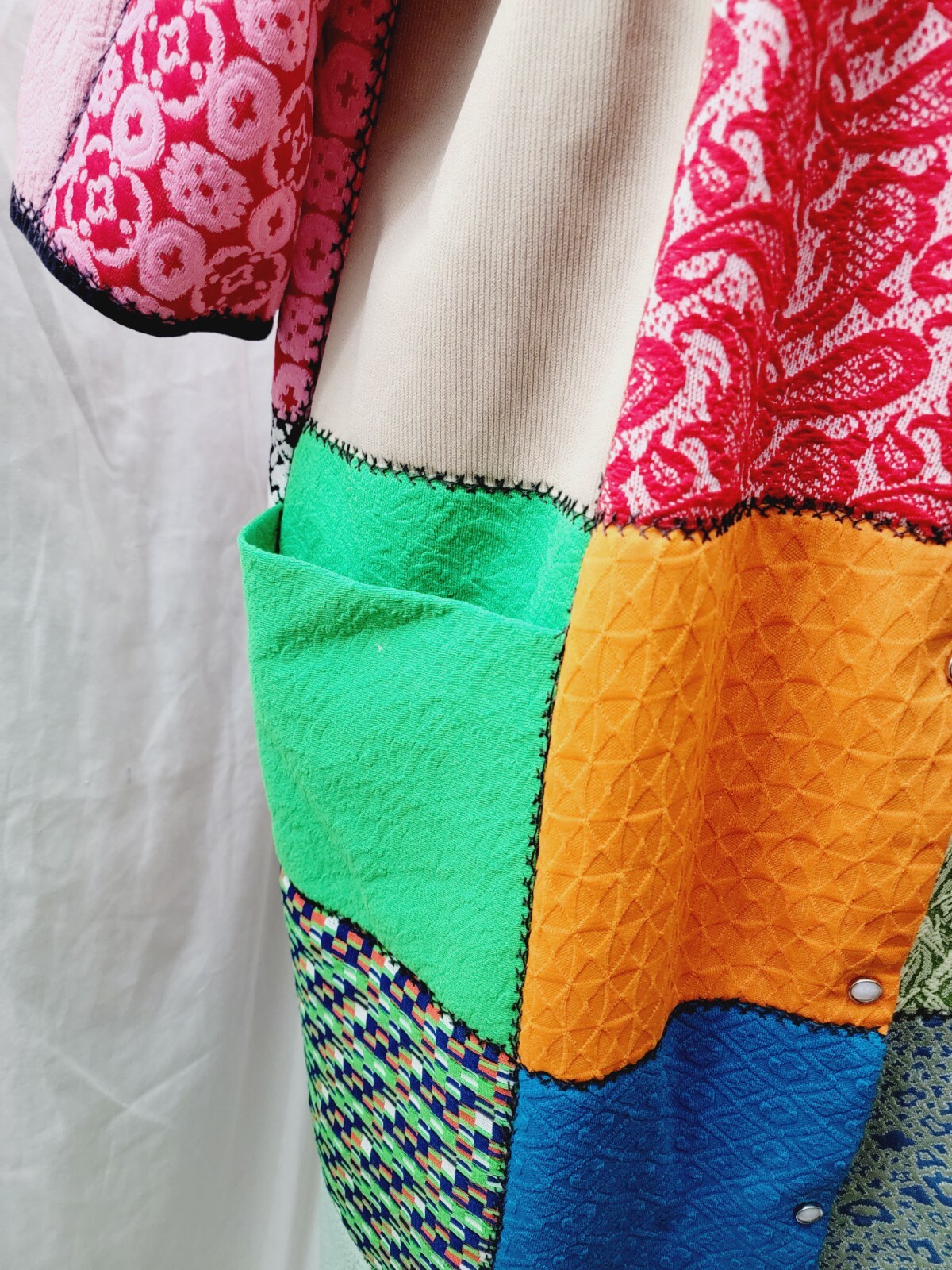 Multicolor Handmade Patchwork Robe Medium Size Po… - image 8