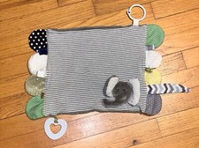 Demdaco Elephant Gray Teether Crinkle Squeak Security Blanket/Lovey