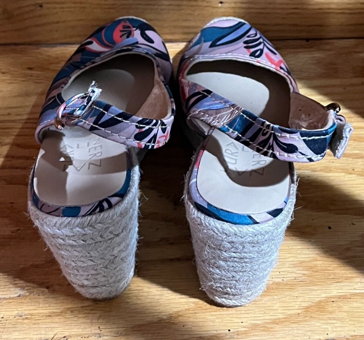 Naturalizer Womens 5M Floral Espadrille Wedge Slingback Sandals Comfort Shoes