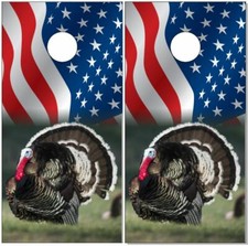Wild Turkey Flag Cornhole Wrap Bag Toss Skin Decal Sticker