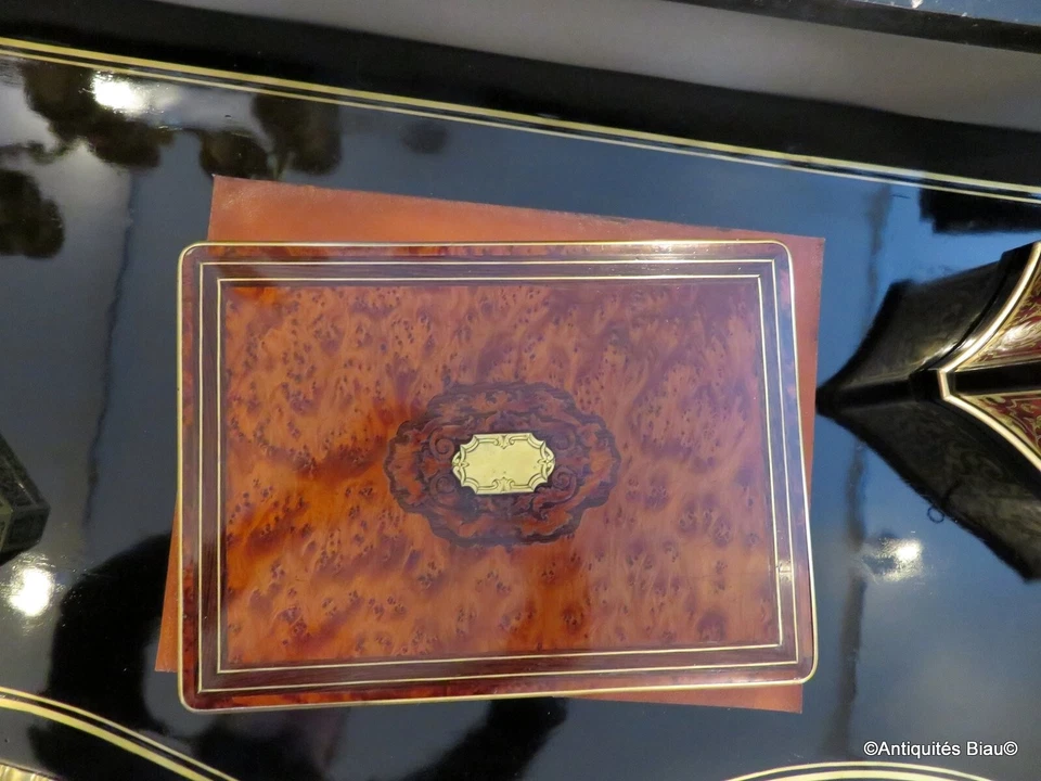 Boulle 红木镶嵌游戏盒拿破仑三世时期 19 号完整 — 第 4/4 张图片