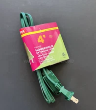 4ft Electric Extension Cord 3 Outlet 2 Prong Electrical AC Power Cable GREEN