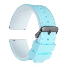 Silicone Watch Bands 26mm Soft Watch Bands with Black Buckle, Light Blue White