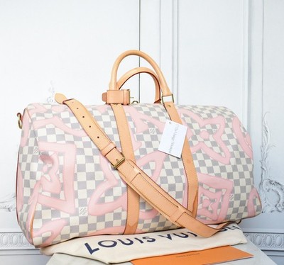 Louis Vuitton Keepall 55 Damier Azur Tahitienne Bandouliere N41048 Travel Bag