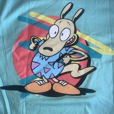 NEW Nickelodeon Rocco s Modern Life 90s TV Cartoon Thumbs Up Turquoise Shirt S