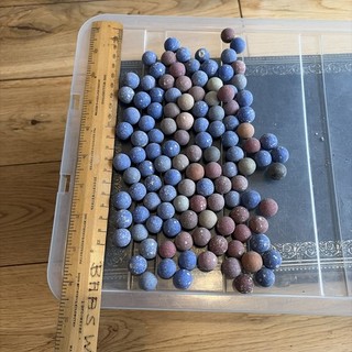 117 Antique/Vintage Clay Marbles 10mm Mixed Colours Old Earthenware job lot