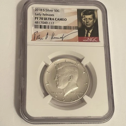 2018 S Silver PF70 Ultra Cameo Signature Kennedy 50c Silver Coin