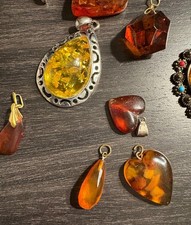 天然琥珀原石时尚项链和吊坠| eBay