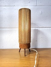 Vintage Mid-Century Danish Teak & Paper Cord Table Lamp
